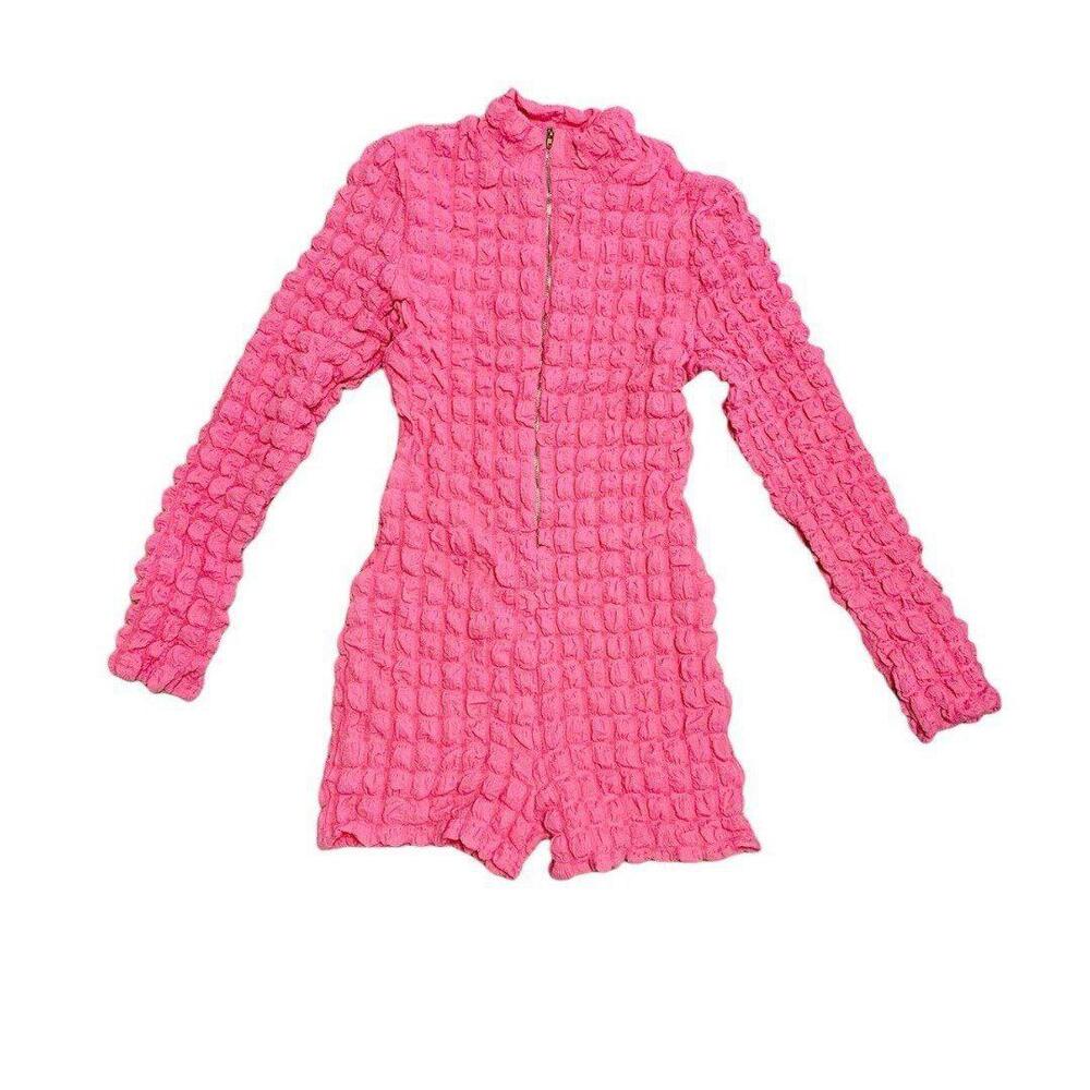 Brand New Bubble Baby Pink Romper Zip Up Women’s Small